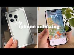 iPhone 15 Pro White Titanium + AirPods Aesthetic Unboxing 🤍