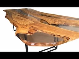 Huge Olive Wood Dining Table with Polished Transparent Epoxy Resin #woodworking #diningtable #olive