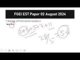 FGEI PAST PAPER 2024 Solved |FGEI TODAY PAPER 02 August 2024