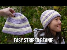 Crochet Striped Beanie Tutorial for Beginners