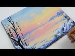 Easy Winter Landscape | Acrylic Painting for Beginners | Easy Painting Tutorial