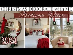 CHRISTMAS DECORATE WITH ME PT.6 |TRADITIONAL RED BEDROOM STYLING |BUDGET FRIENDLY HOLIDAY DECOR IDEA