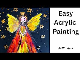 Step by step acrylic painting for beginners | paint and sip| How to paint in Acrylics | Angel