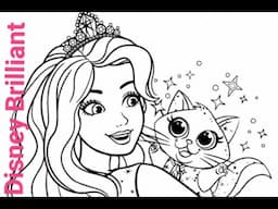 Coloring Drawing Pages 2025 Barbie with Magical cat friend i Disney Brilliant