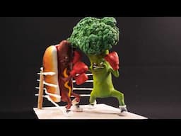 I made Broccoli punching a Hot Dog