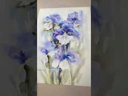 Adding Golden Color To Iris Watercolor Painting #watercolorpainting