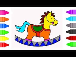 Rocking Horse Coloring Page for Kids | Coloring Book for Children