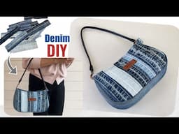 How to sew denim shouder bag from hem of jeans ,Diy denim shoulder bag from hem of jeans , jeans bag