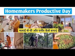 Homemakers Productive Day | How to make Ghee & Paneer at home | RODUCTIVE ROUTINE