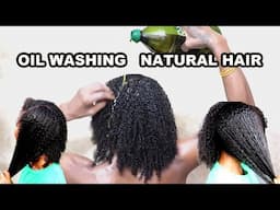 OIL WASHING ON NATURAL HAIR | FOR THICK SHINY HEALTHY HAIR