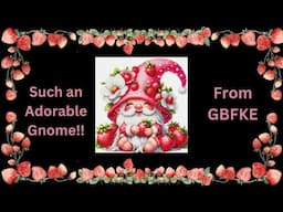 Cute Strawberry Gnome Stamped Cross Stitch from GBFKE #gbfke #stampedcrossstitch