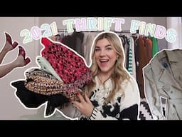 my BEST thrift finds of 2021 || thrift haul try on!