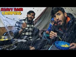 2 Days Group Camping in Heavy Rain & Thunderstorm | Hot Tent Camping in Deep Forest | Camping Video