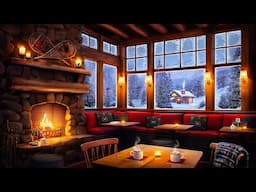 Cozy Ski Lodge Cafe: Warm Winter Jazz Playlist, Crackling Fire, & Coffee Shop Ambience