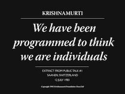 We have been programmed to think we are individuals | J. Krishnamurti