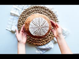 Scoring Sourdough Bread Boule - Decorative Circle Design