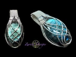 Wire Wrapped Criss Cross Pendant Woven Labradorite Pendant