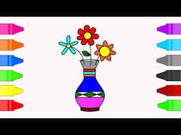 Flower Vase Coloring Pages For Kids | Coloring Book for Children