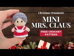 Crochet mini Mrs Claus free pattern