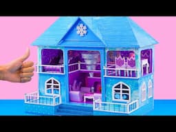 DIY Miniature House #85 Make Luxury Frozen Style Villa with Purple Interior and Sparkling Chandelier