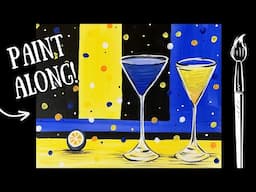 🍸EP224- 'Colorful Cocktails' New Year's Eve easy martini glass colorful art deco painting tutorial