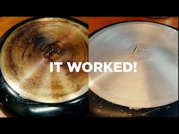 How to deep clean BURNT BOTTOM of pans and pots with BOILING WATER and 1 DISWASHER DETERGENT TABLET