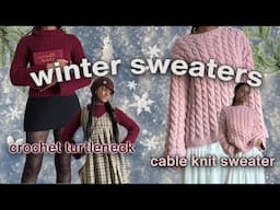 ❄️ Making Winter Sweaters ! Crochet Turtleneck & Cable Knit Sweater