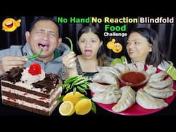 NO HAND NO REACTION BLINDFOLD FOOD EATING CHALLENGE @BudaBudiVlogs