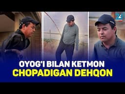 Oyog'i bilan ketmon chopadigan dehqon!