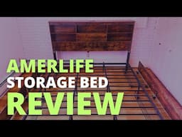 AMERLIFE Wooden Platform Bed with 51.2 LED Storage Bookcase Headboard is a GAME CHANGER! Full Review