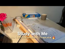 Study with me Live | Fireplace 🔥 For 2 hours