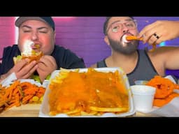 BURGER & CHILI CHEESE FRIES & DEEP FRIED ZUCCHINI EATING SHOW MUKABNG