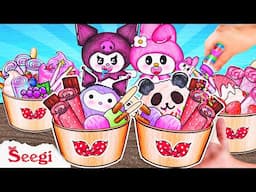 ASMR MUKBANG Sanrio Rainbow Giant Ice Cream Roll | 1000+ Perfect Desserts Mukbang - Seegi Channel