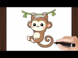 How To Draw a MONKEY KAWAII I Easy I Como Desenhar um MACACO KAWAII I Fácil