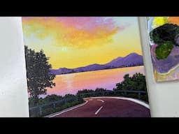 Sunset painting tutorial / Acrylic painting tutorial for beginners/ pathway painting