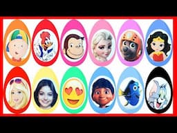 12 huevos sorpresas Barbie Frozen Caillou Soy Luna Jorge el curioso Coco Caillou Tom y Jerry