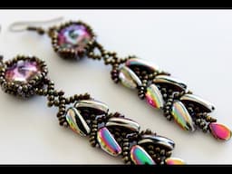 Beaded Earrings with Swarovski Crystals Preciosa Chilli Beads Серьги