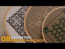 8 Stunning Geometric Hand Embroidery Patterns | Beginner Friendly Designs with Free Downloads