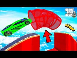 FRANKLIN TRIED JUMPING INTO TUBE PARKOUR RAMP CHALLENGE GTA 5 | SHINCHAN and CHOP