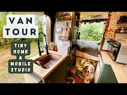 Mountain Lodge Van Conversion for a SOLO Artist & LARGE Dog! | Cozy Promaster 136 wb Van Tour