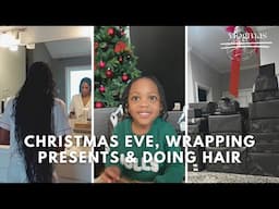 CHRISTMAS EVE VLOG! wrapping presents & retwisting my son's hair | VLOGMAS