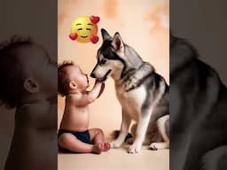 Lovely Baby And Husky #love #dog #baby