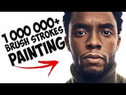 1000000 brush strokes PAINTING of Chadwick Boseman