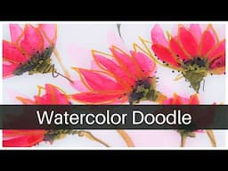 Watercolor Flowers + Doodle with Gold | How to paint easy Abstract Watercolor for Beginners