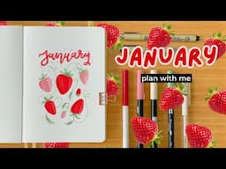 January 2025 Bullet Journal Setup | Plan with me 🍓 Strawberry theme