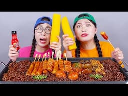 Black TTeokbokki Noodle Korean Food Mukbang DONA