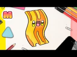 COMO DIBUJAR BACON KAWAII - dibujos kawaii faciles - Aprende a dibujar comida kawaii