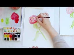 Flower Peony Watercolor Beginner Tutorial