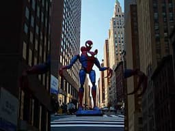 Spiderman robot in the middle of the city