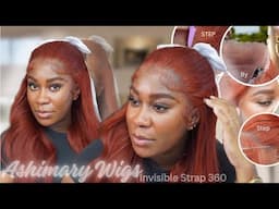 REDDISH BROWN 360 LAZY GIRL WIG INSTALL + BOMBSHELL CURLS 🔥FT. ASHIMARY HAIR